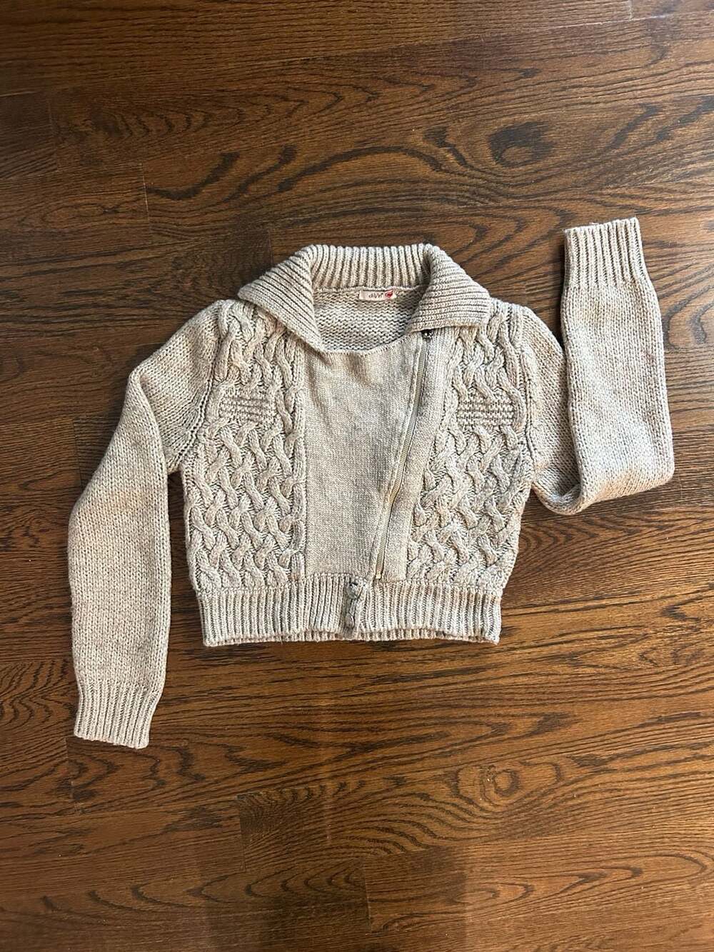 Dilvin Moto Cable Knit Sweater Beige